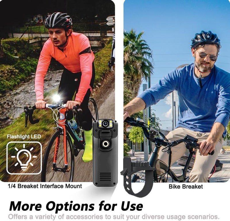 DayDateUp 4K 128GB Body Camera, Audio and Video Recording, with Magnetic Back Clip&Bike Mount, 180°Rotating Lens, Wearable Portable Bodycam for Outdoor/Sports/Security/Police - Image 4